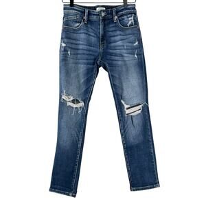 Artemis Vintage Women's Blue Mid Rise Stretch Distressed Slim Jeans Size 3/25